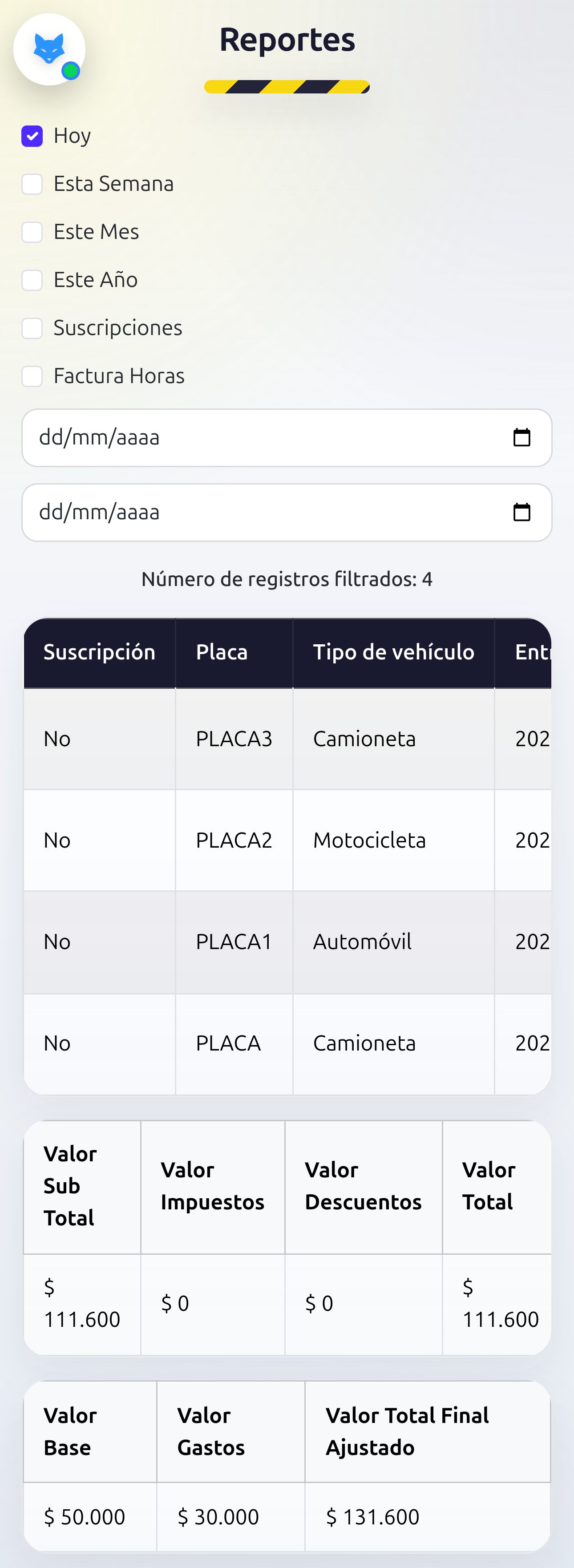 Vista responsive de Parking Fox en un iPhone